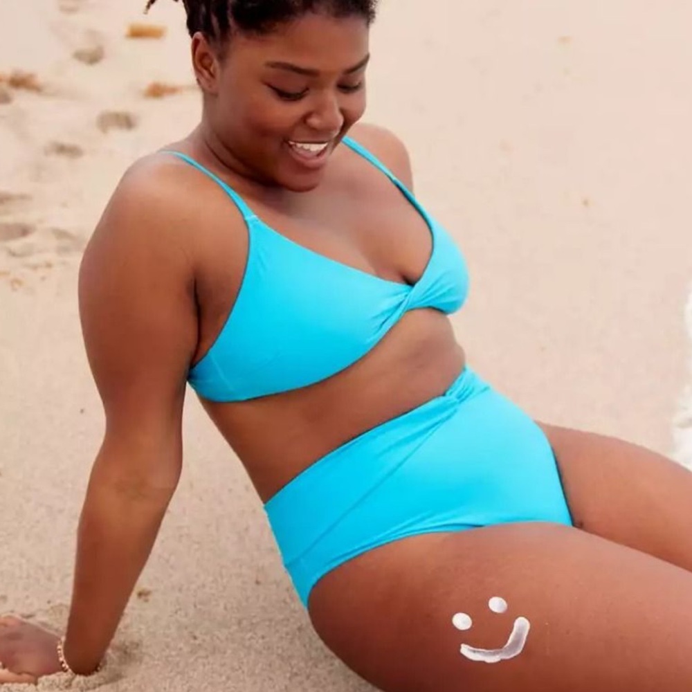 Aerie Starburst Blue Twist Scoop Bikini Top